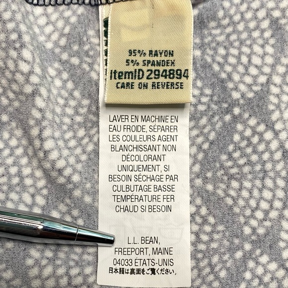 L.L.BEAN Navy Geometric Print Sleeveless Tank Dress Smocked Waist Medium Petite - Picture 7 of 7